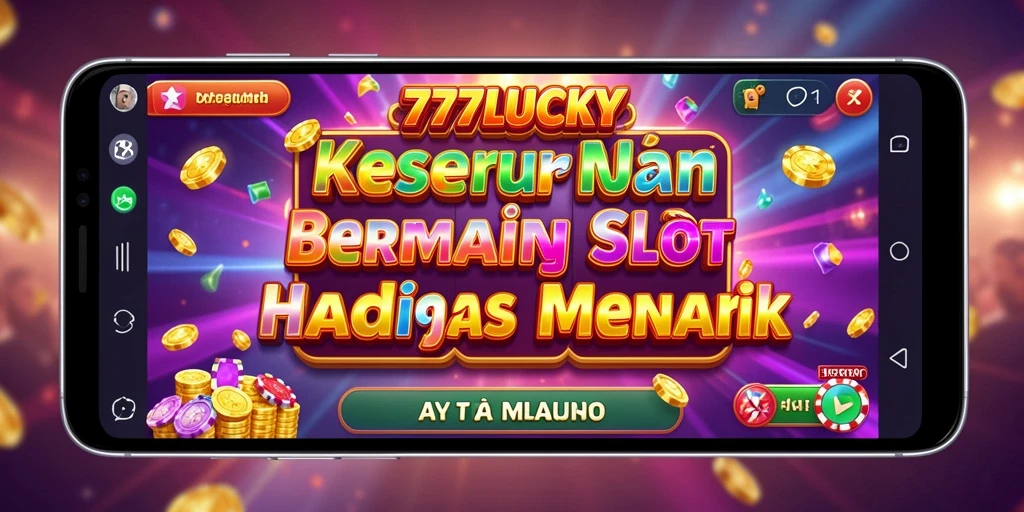 Screenshot gameplay 777LUCKY yang menampilkan gulungan penuh warna dan tema menarik.