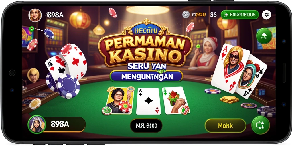 Screenshot utama 898A menunjukkan gameplay Kasino yang menarik dan penuh warna.