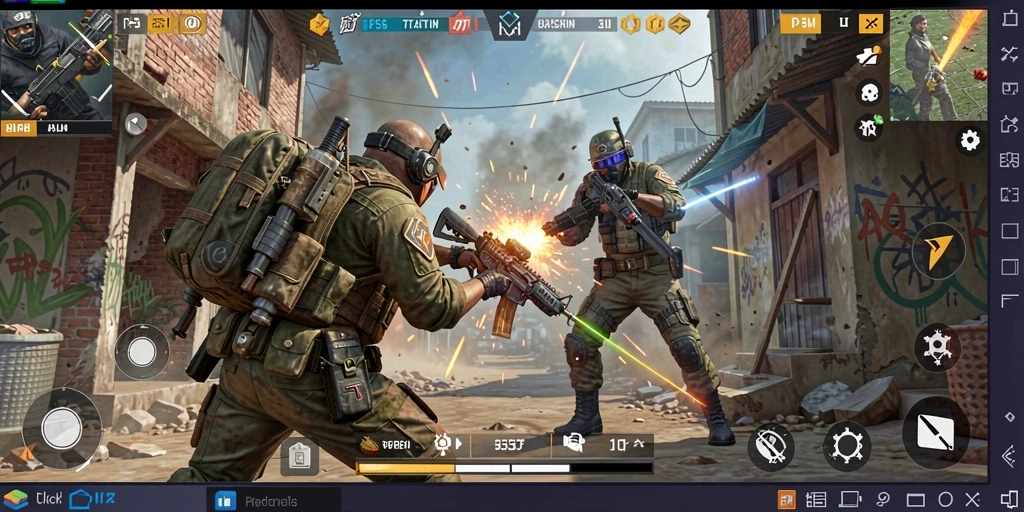 Tangkapan layar gameplay menegangkan dari 93337, menunjukkan aksi seru FPS.