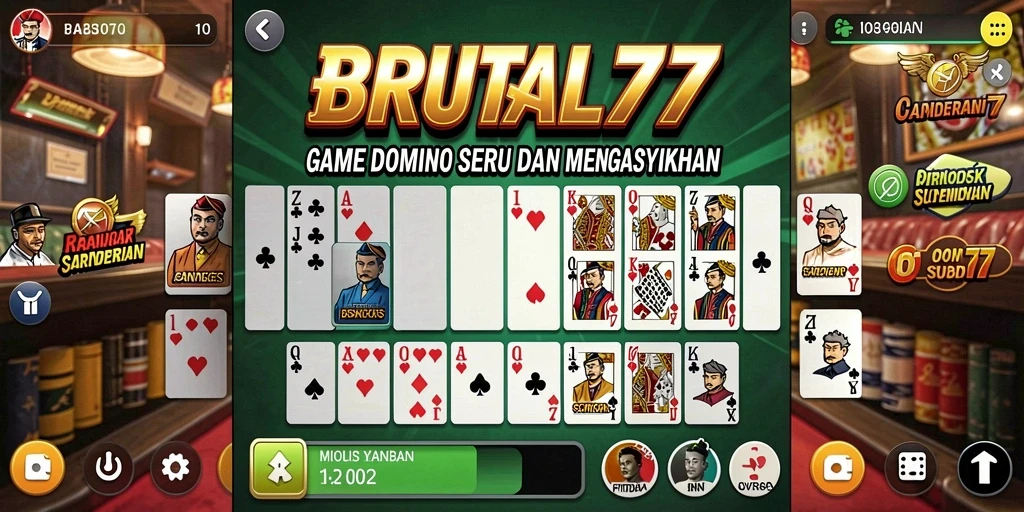 Screenshot utama BRUTAL77 menampilkan gameplay seru Domino.