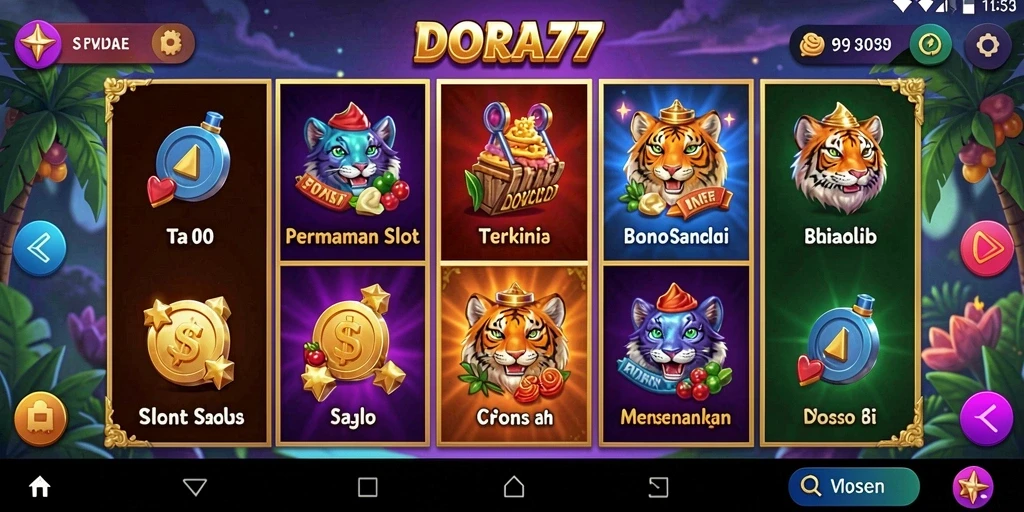 Screenshot gameplay DORA77 yang menunjukkan suasana permainan slot yang seru.