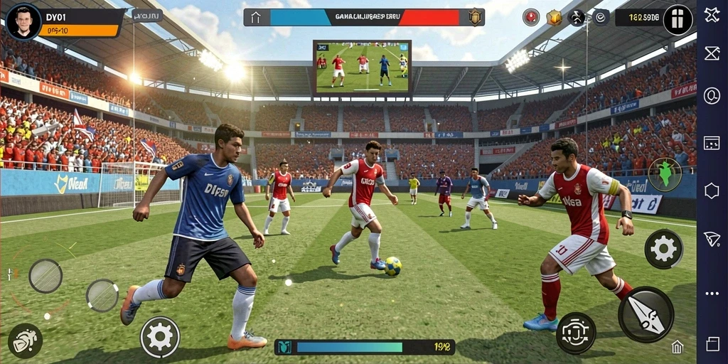 Screenshot utama DY01 menampilkan aksi seru dalam permainan olahraga.