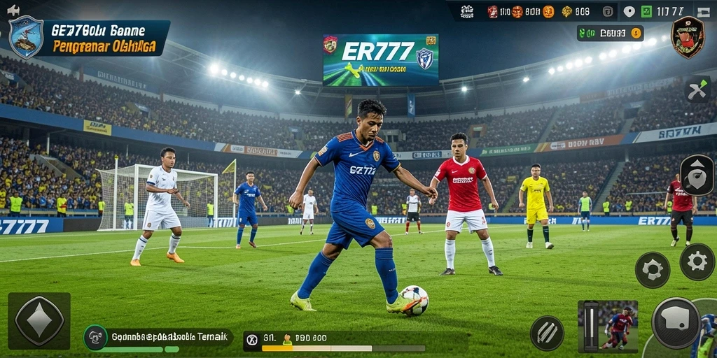 Gambaran gameplay SER777 dengan aksi sepakbola yang intens.