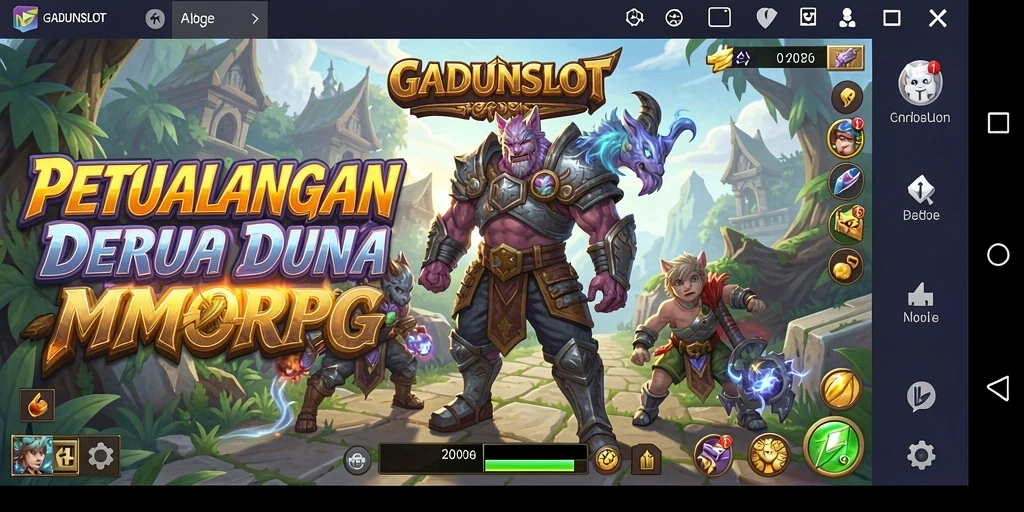 Screenshot GADUNSLOT menunjukkan aksi pertempuran seru dalam gameplay MMORPG.
