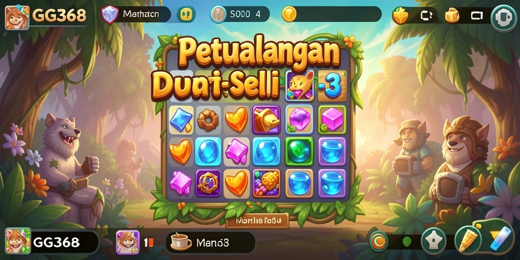 Screenshot gameplay GG368 menampilkan tantangan Match-3 yang seru.