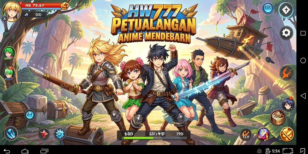 Tangkapan layar HW777 menampilkan aksi seru dalam dunia Anime.