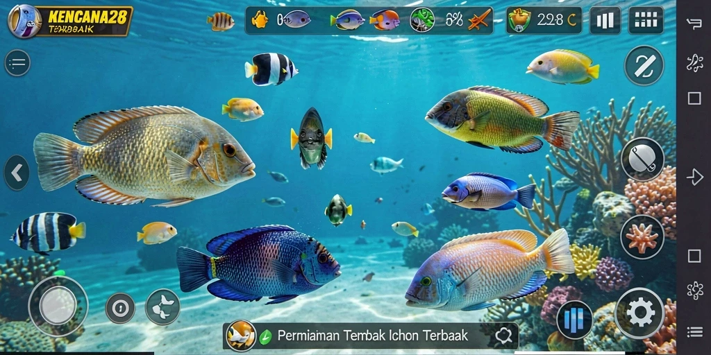Tampilan gameplay KENCANA28 dengan aksi menembak ikan yang seru.