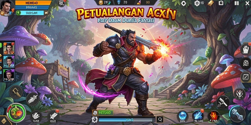 Screenshot gameplay MEME4D menampilkan aksi seru dalam pertempuran ARPG.