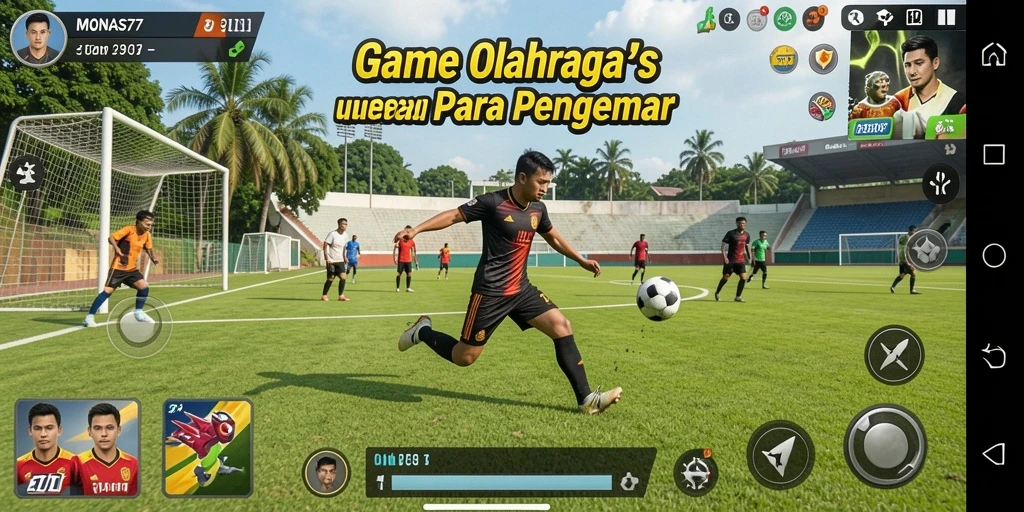 Screenshot utama MONAS77 menampilkan aksi seru dalam pertandingan olahraga.