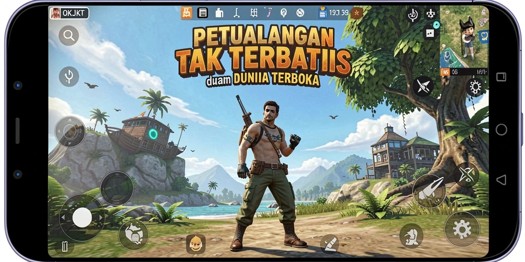 Screenshot gameplay menunjukkan kebebasan eksplorasi di dunia yang luas.