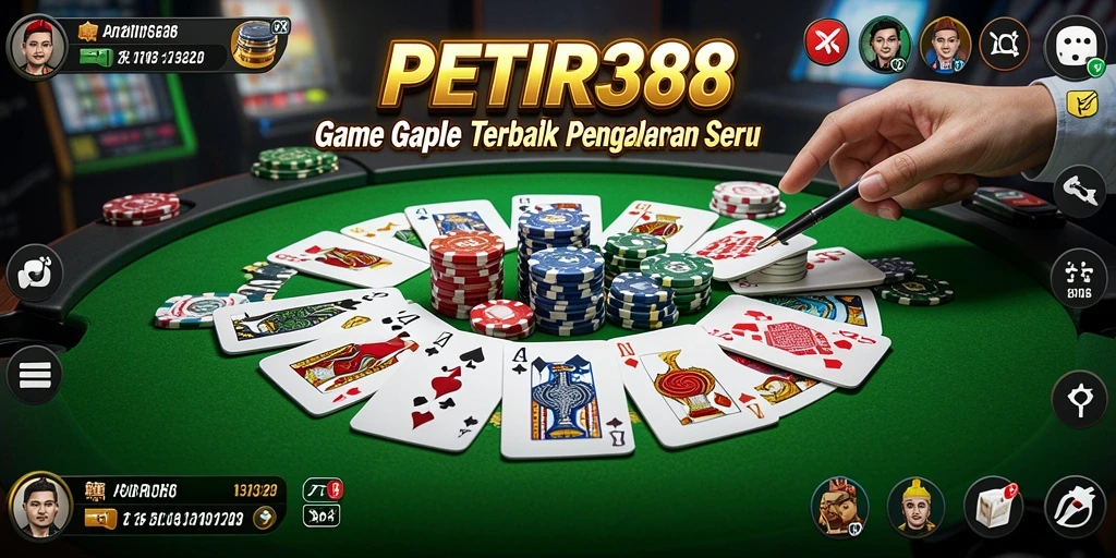 Screenshot utama PETIR388 menampilkan serunya permainan Gaple dengan teman.