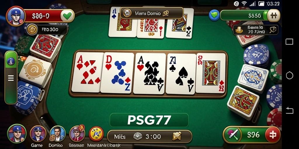 Screenshot gameplay PSG77 menampilkan keseruan permainan Domino.