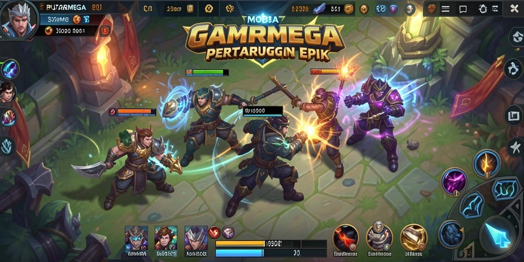 Tangkapan layar gameplay PUTARMEGA yang menunjukkan aksi pertarungan epik.