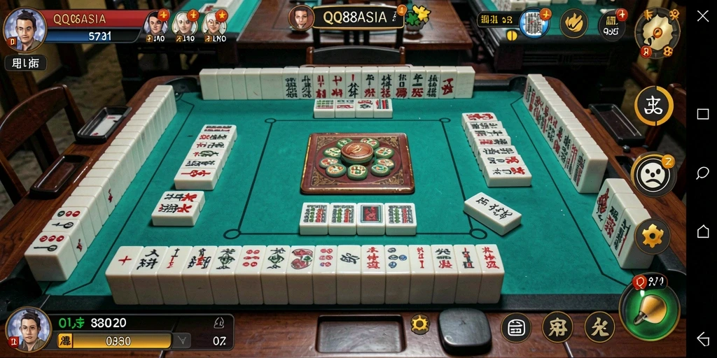 Tampilan gameplay Mahjong yang mendebarkan di QQ88ASIA.