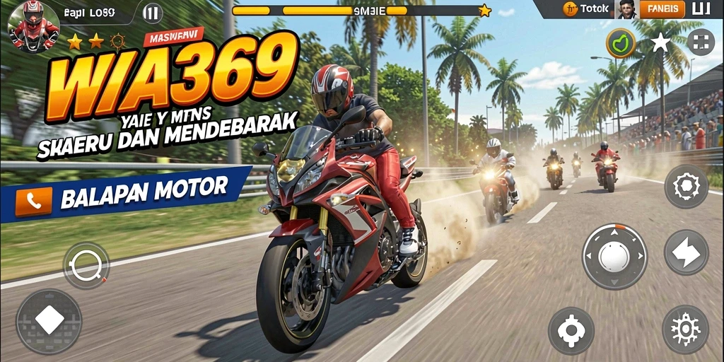 Tampilan gameplay WA369 yang seru dan menegangkan saat balapan motor.