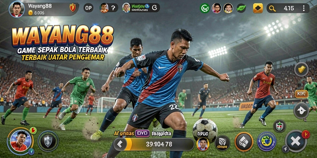Tangkapan layar dari aksi nyata dalam game sepak bola WAYANG88.