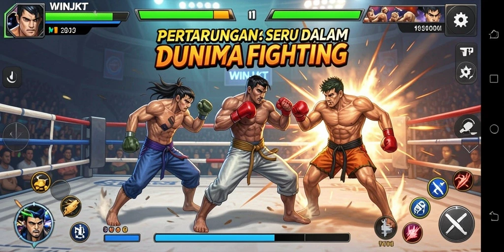 Tampilan gameplay seru pertarungan di WINJKT.